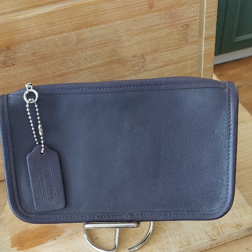 Coach Dark Purple Leather Wristlet - Picture 2 of 4
